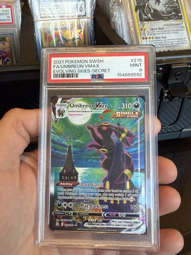 PSA 9 2021 Pokémon Evolving Skies Umbreon VMAX Secret Rare Full Art Holo #215