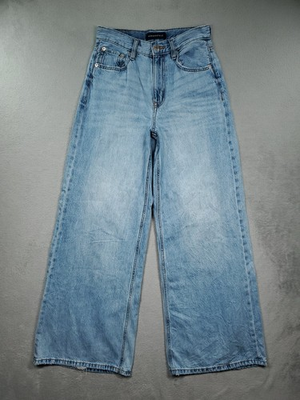 #ad Aeropostale Jeans Womens 4 Blue High Rise Super Wide Leg Light Wash Ripped Denim $23.16