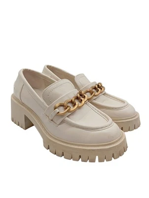 ZARA Mocassins Dames Chaussures T EU 38 blanc cassé style décontracté - Photo 1/4