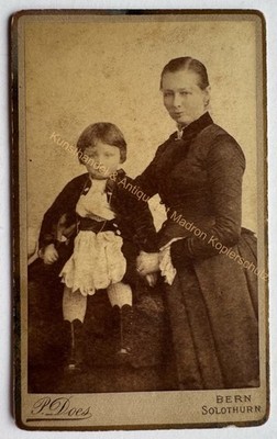 orig. CDV Photo Photography Picture Old Fashion Circa 1890 Bern Does Mother Child
