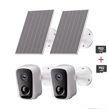 2PCS 2K 4MP Solar Security Camera Outdoor Home Surveillance PIR 2-Way Talk +64GB