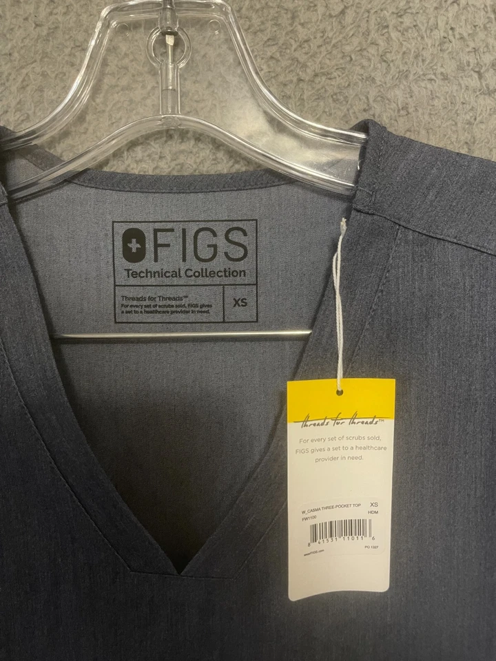 无花果磨砂上衣衬衫 XS 码技术系列 Casma 灰色 3 口袋新品 — 第 2/4 张图片