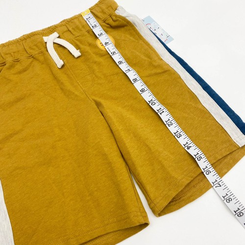 Cat & Jack Boys Size M 8/10 Knit Shorts Striped Side Pockets Gold/Navy - Picture 5 of 10