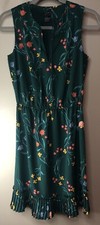 ANN TAYLOR FACTORY Floral Green Dress Ladies Women's Size XS Flowers Spring