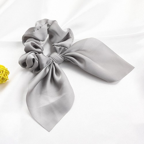 Solid Satin Ponytail Scarf Bow Elastic Hair Rope Ties Scrunchies Ribbon Hairband - Picture 14 of 31