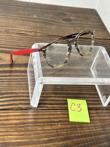 Ray-Ban Optics RB7151-5802 Unisex Brown Stripe Full Rim Round Eyeglasses Frame