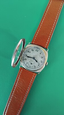 Antike Vintage 9 kt Gelbgold Schweizer Uhr Kissenform Etui fein neu Box