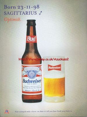 Budweiser Bier ''Schütze Optimist'' 1998 Zeitschrift Anzeige #5174