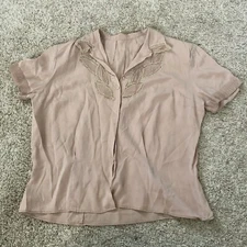 Vtg Bozart By Helitzer Handmade Short Sleeved Pleated Blouse Sz 18, S XS-S