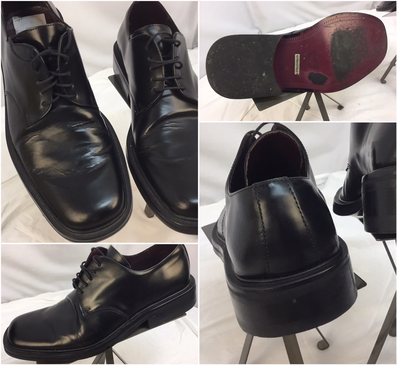 Zapatos de Vestir Springfield Talla 7 EU 40 Negro Oxford Puntera Cuadrada Hechos en España YGI E7