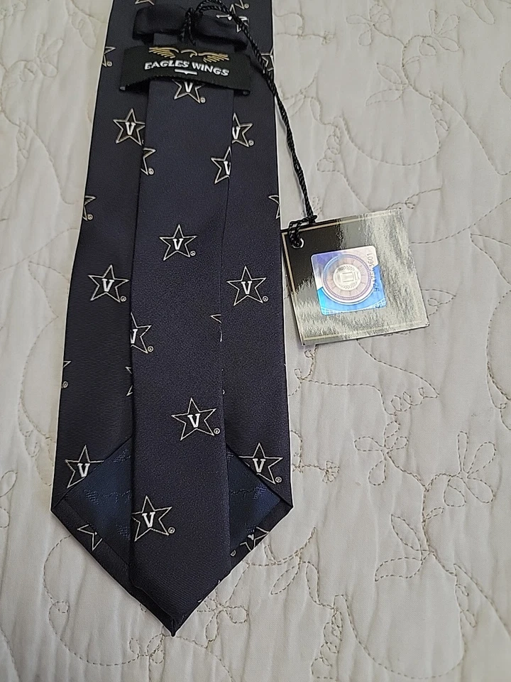 #3693 Eagles Wings Silk Black Necktie Vanderbilt Commodores - Image 4 of 4