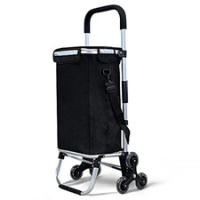 Folding Shopping Trolley on 6 Wheels, Aluminium Lightweight Shopping Cart