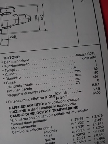Moto HONDA FT 500 PC07 1982 SCHEDA Originale Omologazione BIKE DIAGRAM SPECS  - Imagen 2 de 6