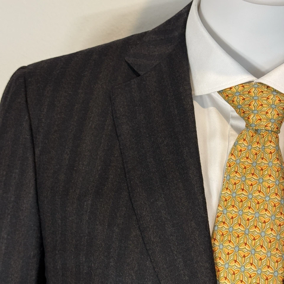 Blazer Abrigo Deportivo Isaia Marrón Oscuro y Negro Rayas Lana 50 IT 40 EE. UU. Foto 3 de 4