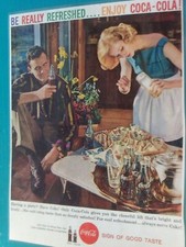 1959 Coca-Cola Bottle art "Be Really Refreshed ENJOY" Vintage promo print ad