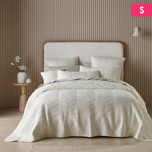 Kamala Cream Embossed Bedspread Set or Accessories by Bianca - Picture 5 of 12