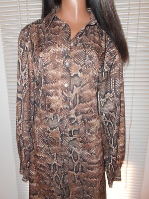 Robe Chemisier Imprimé Serpent - Taille 40/42 - Style Bohème Avec Volants - Polyester
