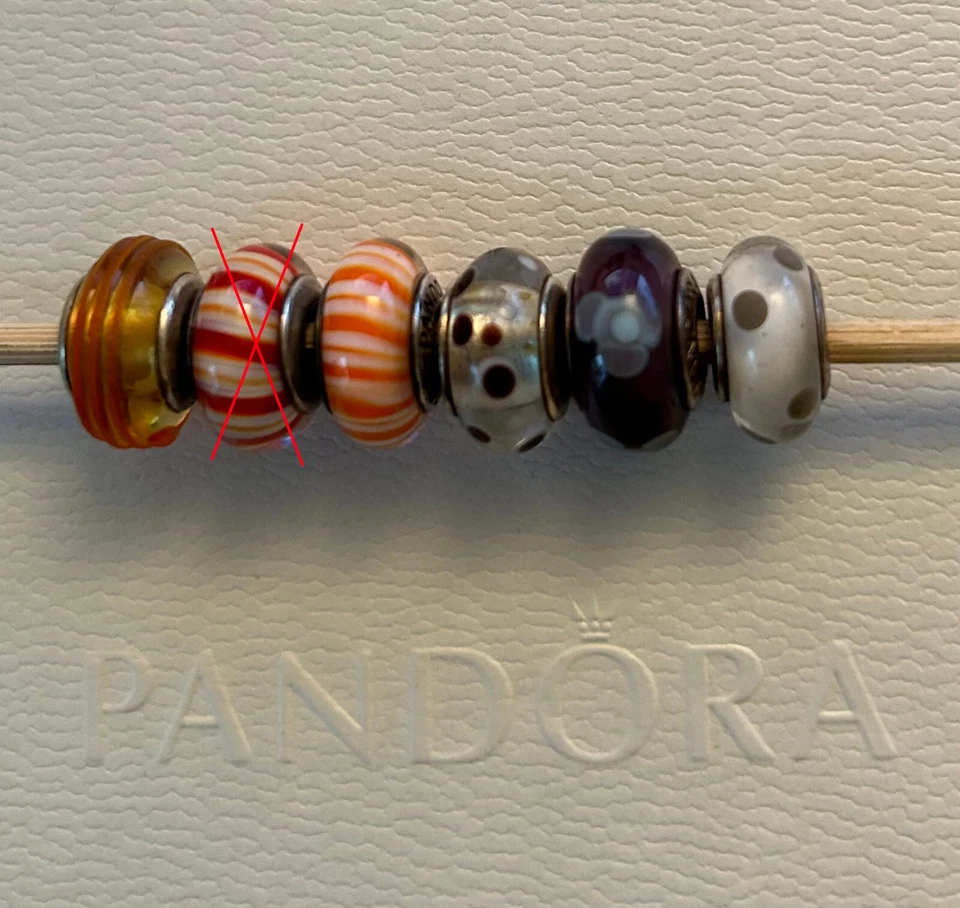 Original Pandora – Murano Glas Charms – Rot – Lila Farbtöne