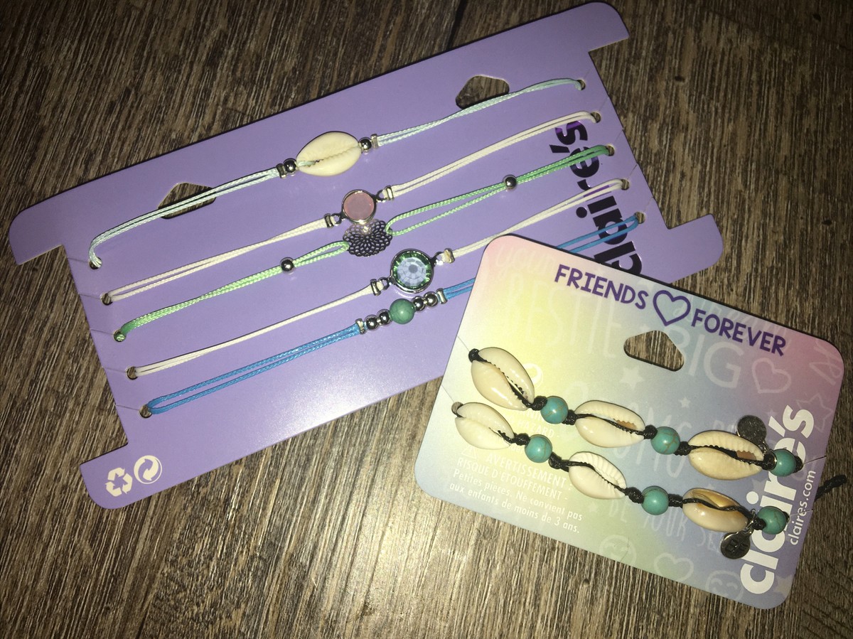 Claire's Beach Shell Crystal Choker Necklace Bff Bracelet Set