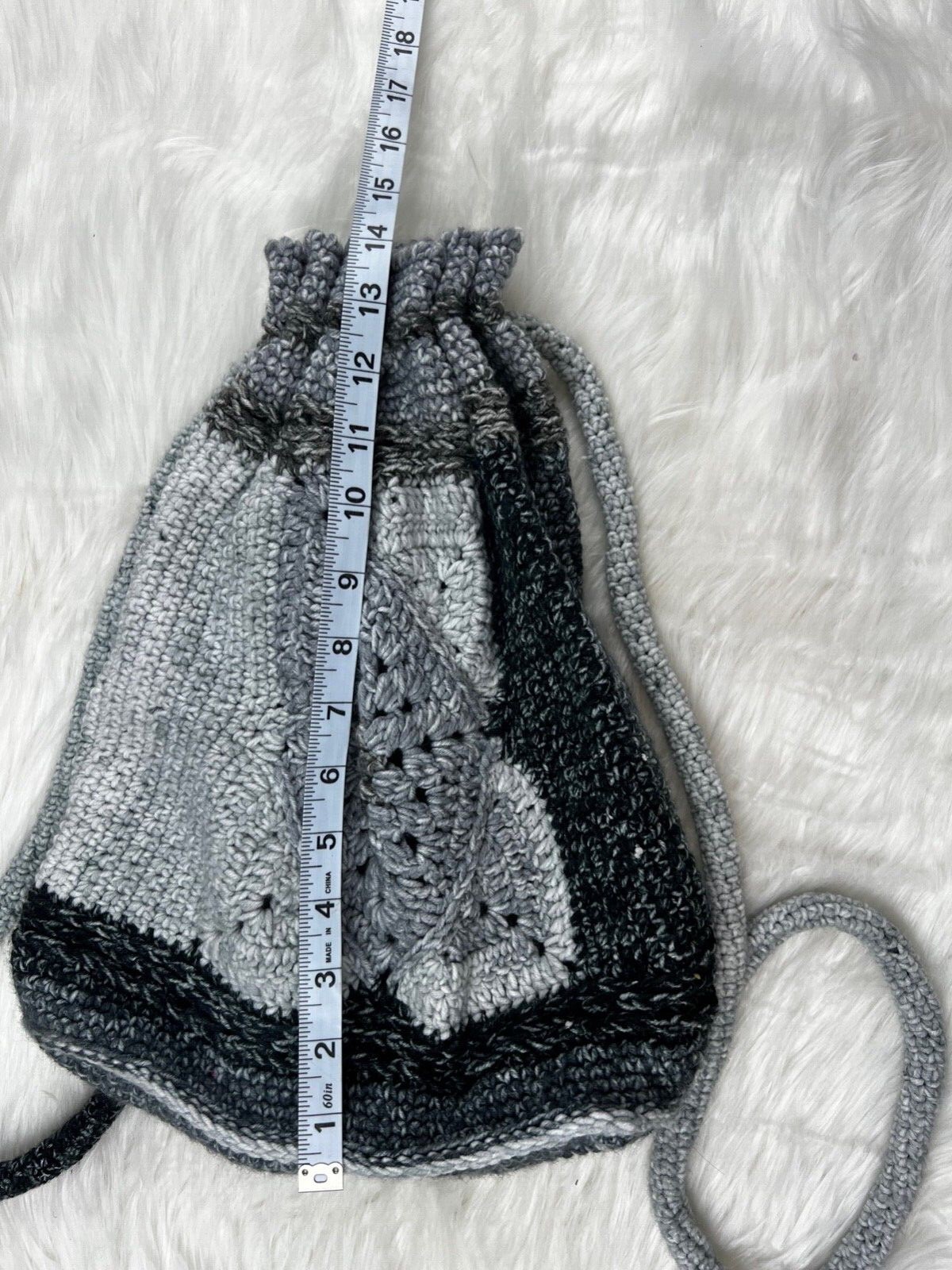 HANDMADE Black/White/Gray Drawstring Small Bucket… - image 8