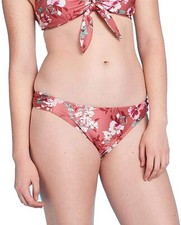 Women's Cinch Back Cheeky Floral Bikini Bottom - Xhilaration Pink Size Small
