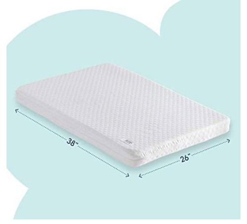 hiccapop Pack and Play Mattress Pad Dual Sided w/Firm Side 38x26" White 