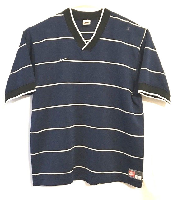 Nike Football Soccer Jersey Shirt Size L Blue White Stripes | eBay