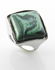 Fashion silver plated retro ring set Malachite gemstone size 7.5 Gift  Jewelry