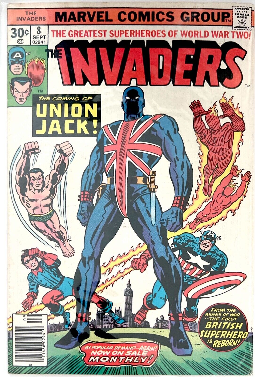 Marvel Comics The Invaders #8 1976 - 1st Appearance Union Jack Bronze Key Issue