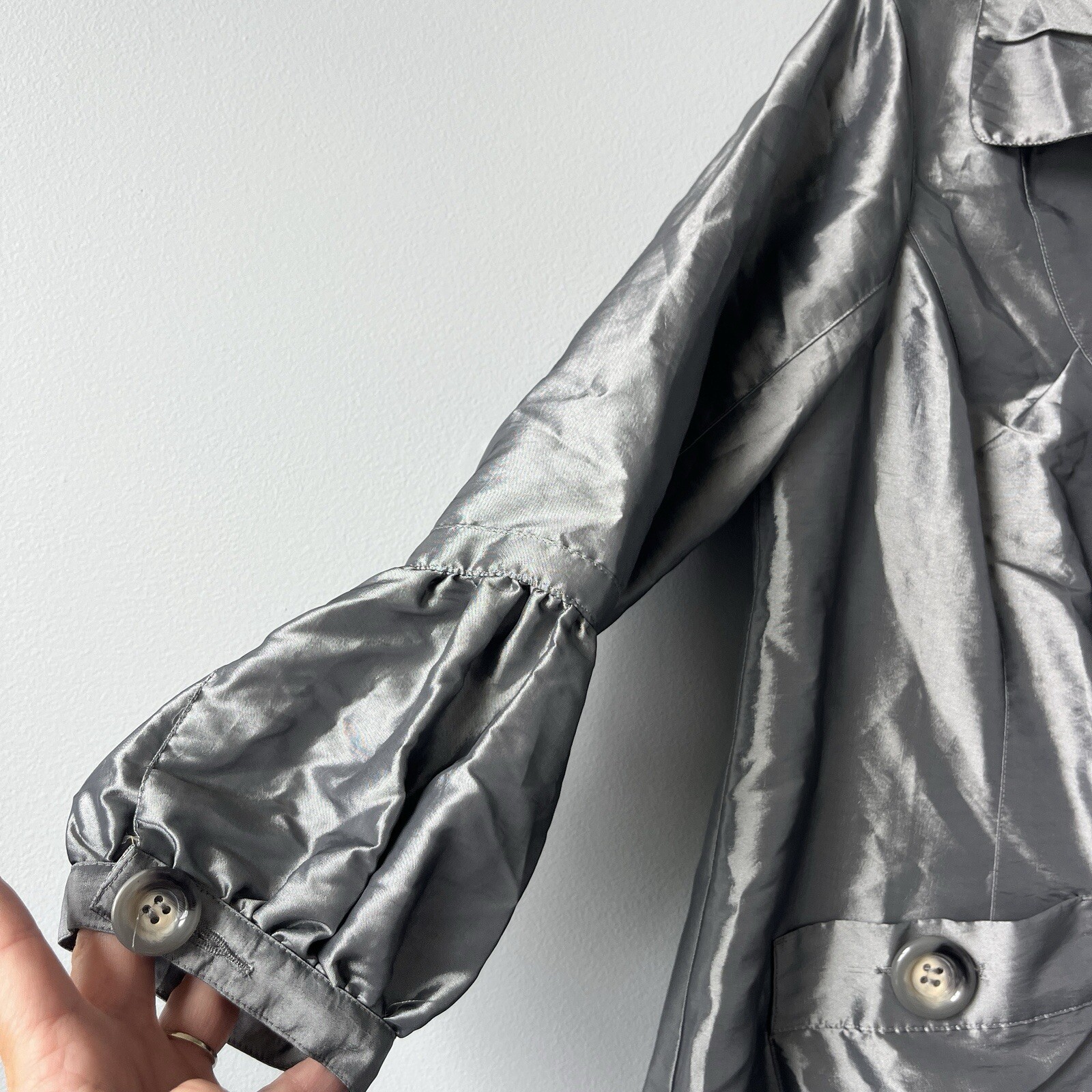 Kenar Silver Windowpane Button Up Jacket Womens S… - image 6