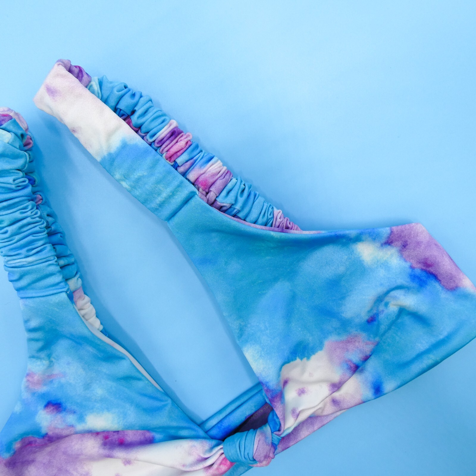 Ayra Swim Small Blue Tie Dye Unpadded Wide Straps Pullover Bikini Top Swimsuit