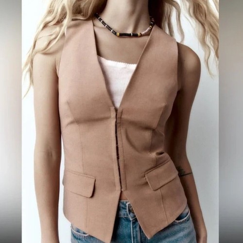 Zara Korsett Weste Neu mit Etikett hellbraun beige Größe S - Bild 2 von 12