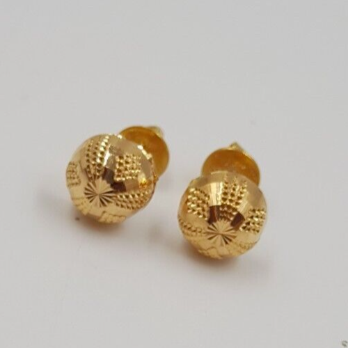 Stylish 22K Gold Stud Handmade Earrings Fine Gold Daily Use Plain