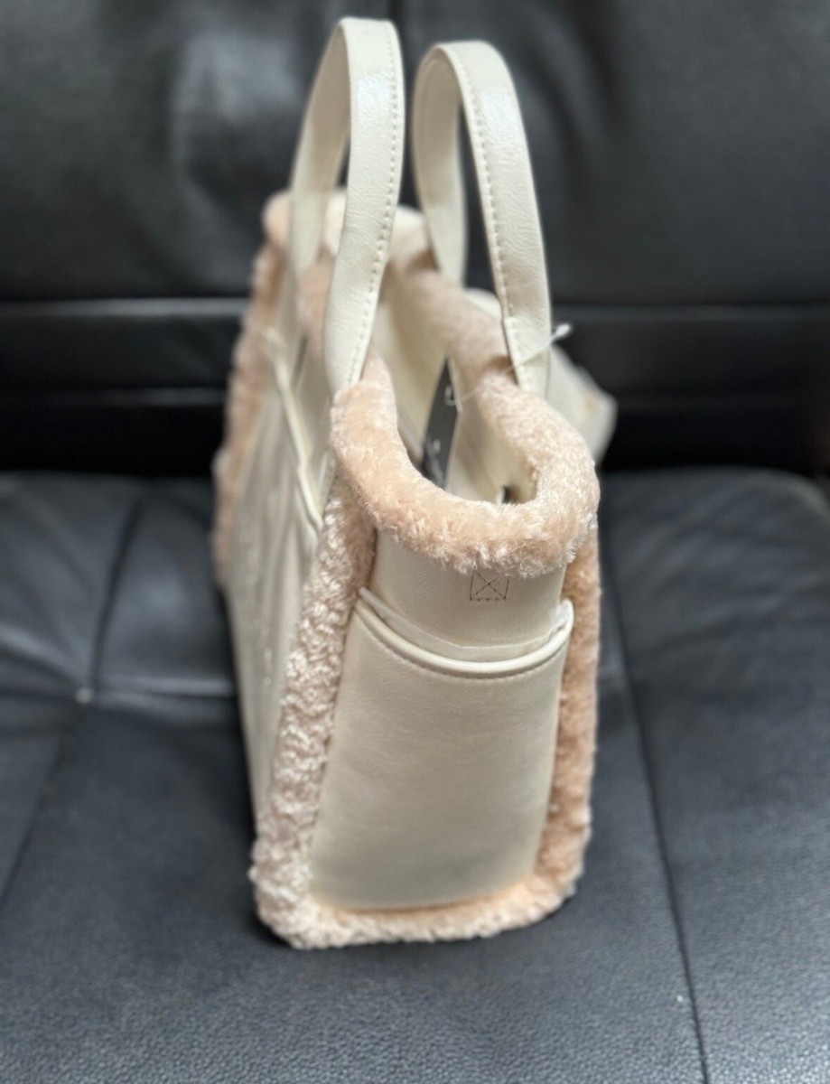KATE SPADE JETT FAUX SHEARLING SMALL TOTE MERINGUE KE516 NWT