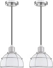 Industrial Hanging Drum Indoor Pendant Ceiling Light Frosted glass 2 pack