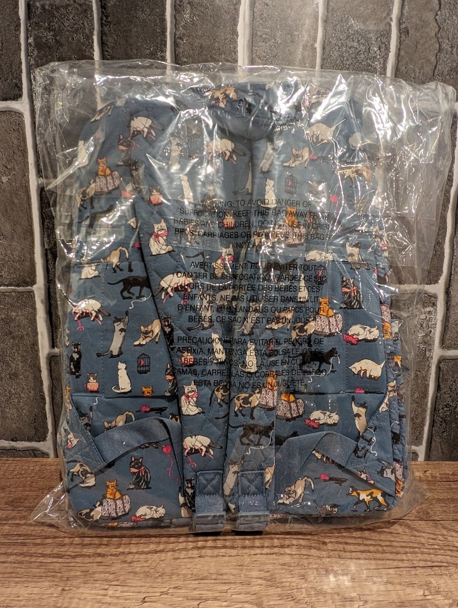 Vera Bradley コットンラージバックパックCAT'S MEOW New Vera Bradley Essential Compact Backpack Bag Cats Meow