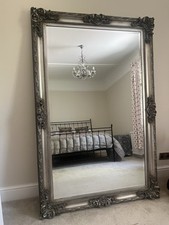 Large Rectangular, Wall Leaning Mirror with Ornate Metal Frame