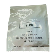 (Pk of 5) Stainless Steel 316 Passivated Slotted Spring Pin 1/4" x 2-1/2", 51416