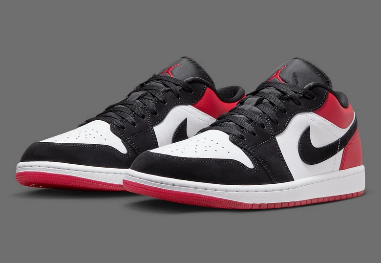 Nike Air Jordan 1 Low SE Black Toe White Red - Image 2 of 4