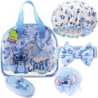 Disney Inspired Shower Set with Clear Bag, Cap, Headband & Bath Sponge