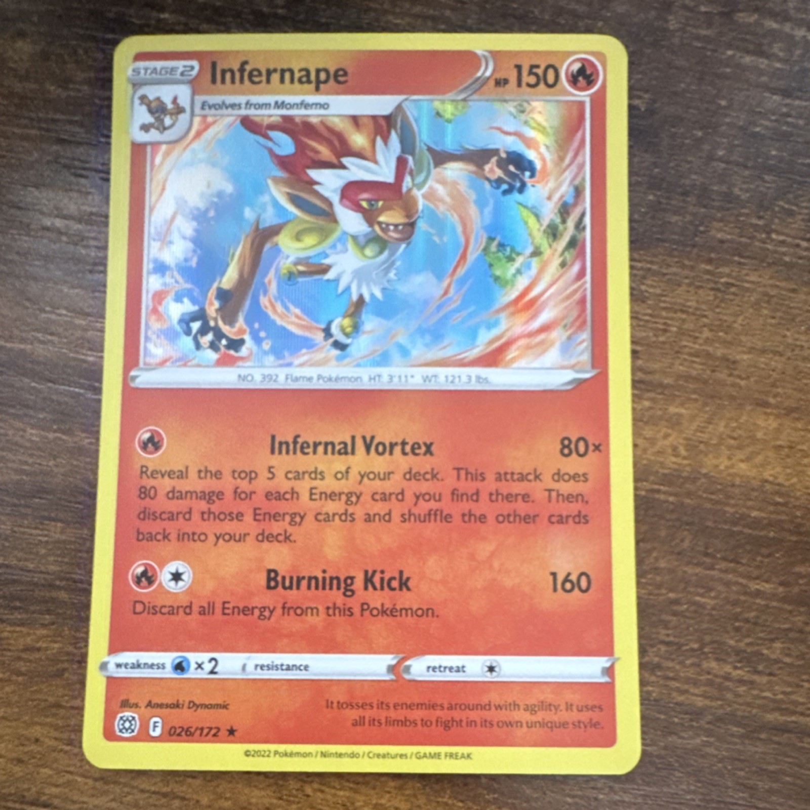 Pokémon Infernape Stage 2 Regular Nintendo 026/172 150 HP 80/160 2022