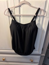 Lands End Blouson Tankini SWIM TOP black size 10 swimsuit