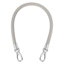 55cm 21.7" Braided Purse Strap Leather Light Gray Silver White Buckle 