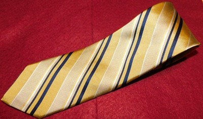 ROBERT TALBOTT MADE IN U.S.A. YELLOW/BLUE/WHITE STRIPED TIE - DESIGNER TIES.