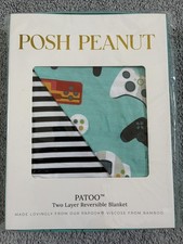 Posh Peanut Patoo  Two Layer Blanket  BNIB  40  x40   Gamer  Black White