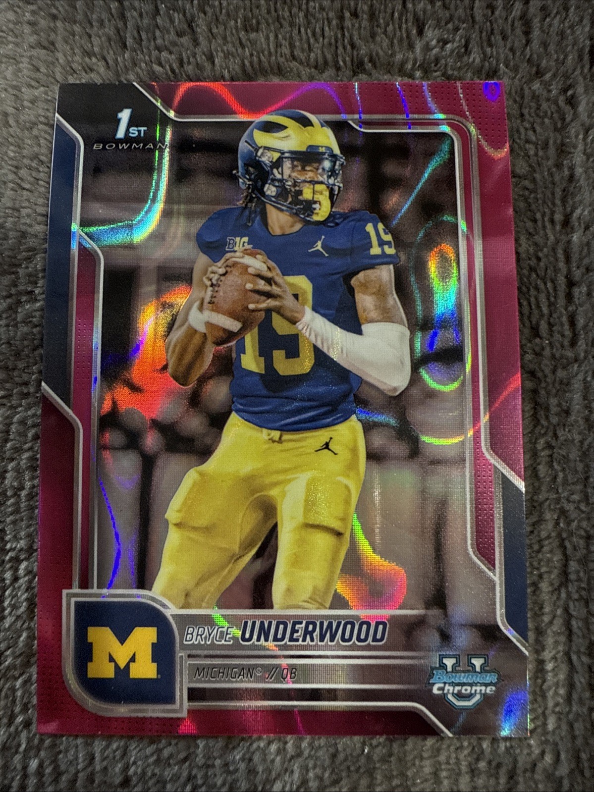 2025 Bowman U Chrome Football Pink Lava Refractor 1st Bryce Underwood