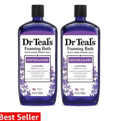 Foaming Bath with Pure Epsom Salt, Soothe & Sleep with Lavender, 34 fl oz Pac...