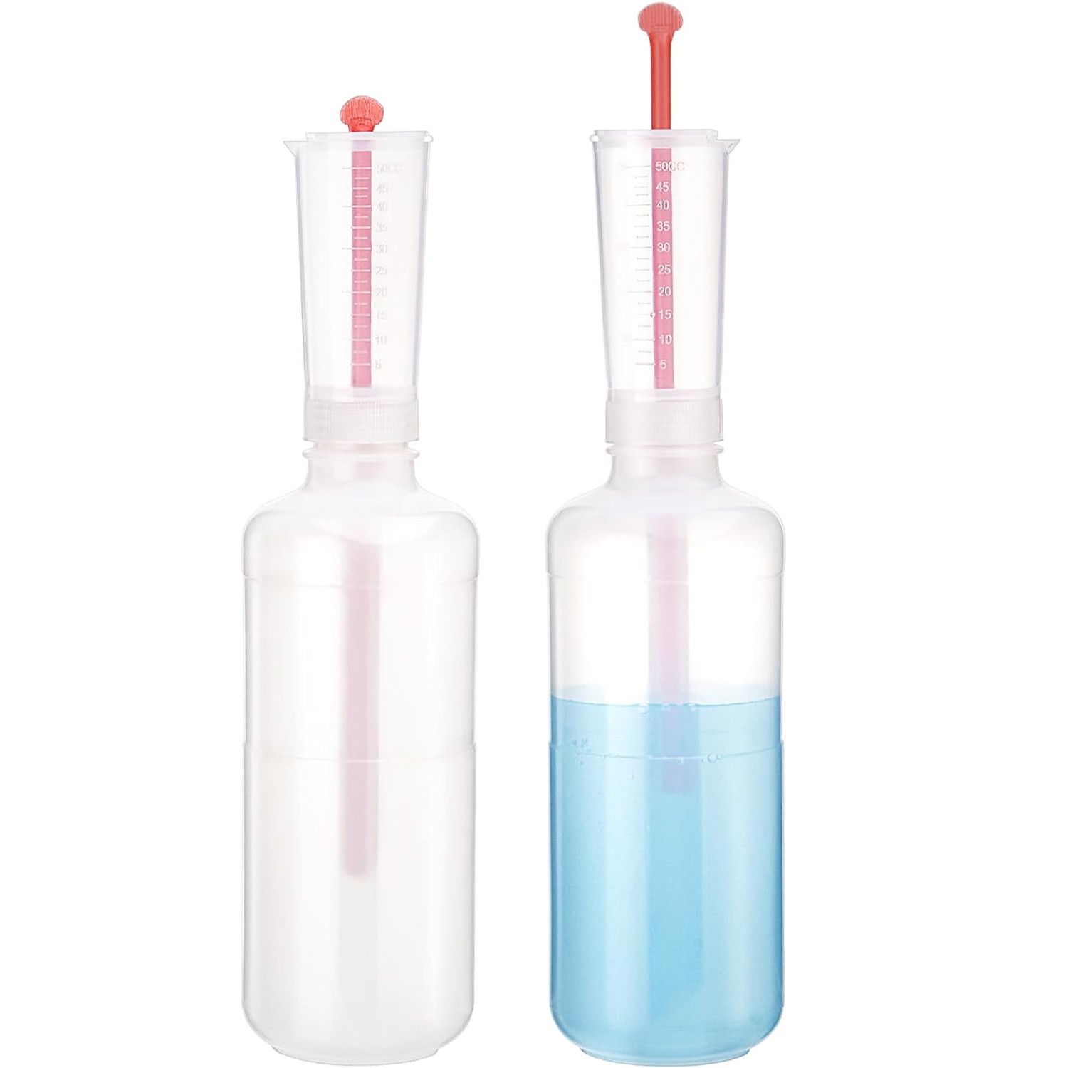 2x500ml Catalyst Dispenser Catalyst Bottle with Measuring Cups Adjustable Volume