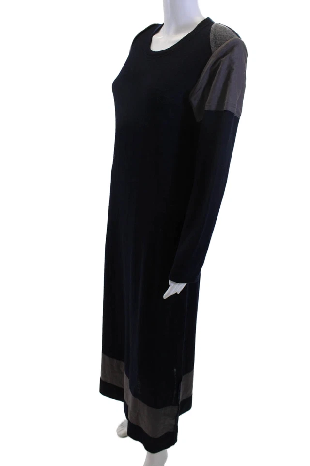 Maxi Vestido Suéter Comme Des Garcons Mujer Azul Oscuro Lana Manga Larga Talla M Foto 2 de 4