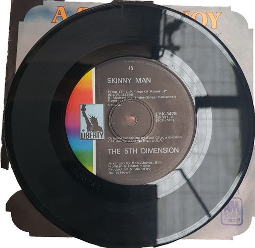 Vintage Liberty 45 Vinyl Single The 5th Dimension Blowing Away c1970 No Sleeve - Foto 2 di 2